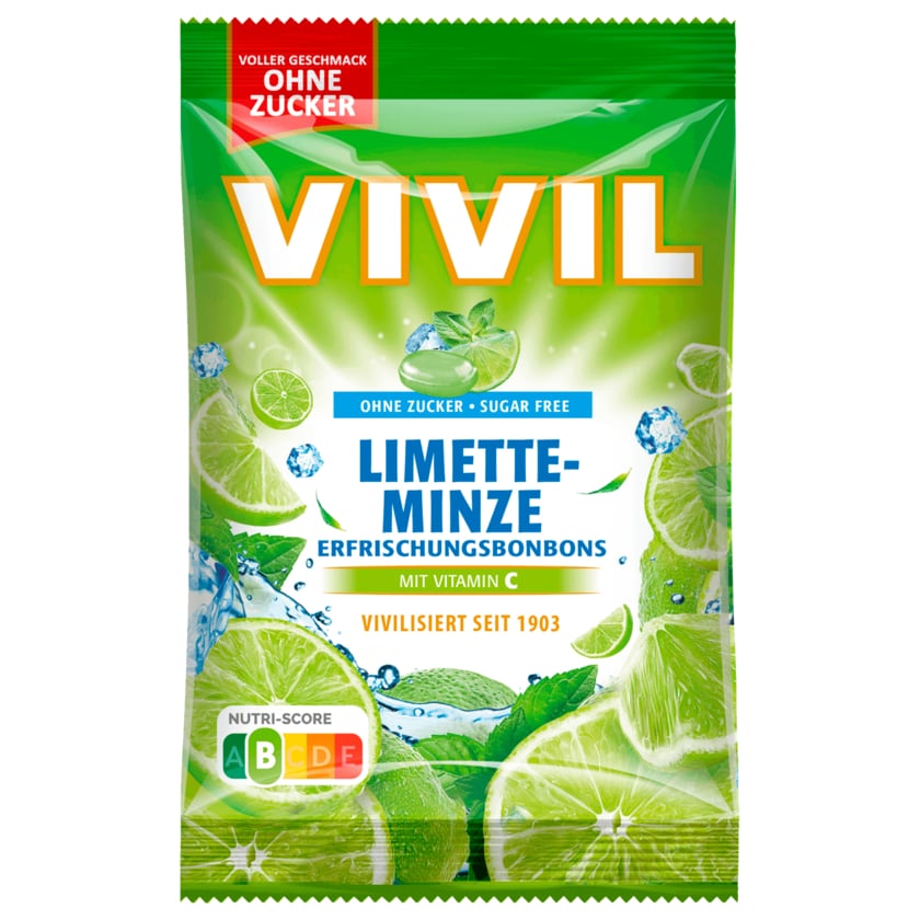 VIVIL Llimette-Minze Erfrischungsbonbons ohne Zucker 120g